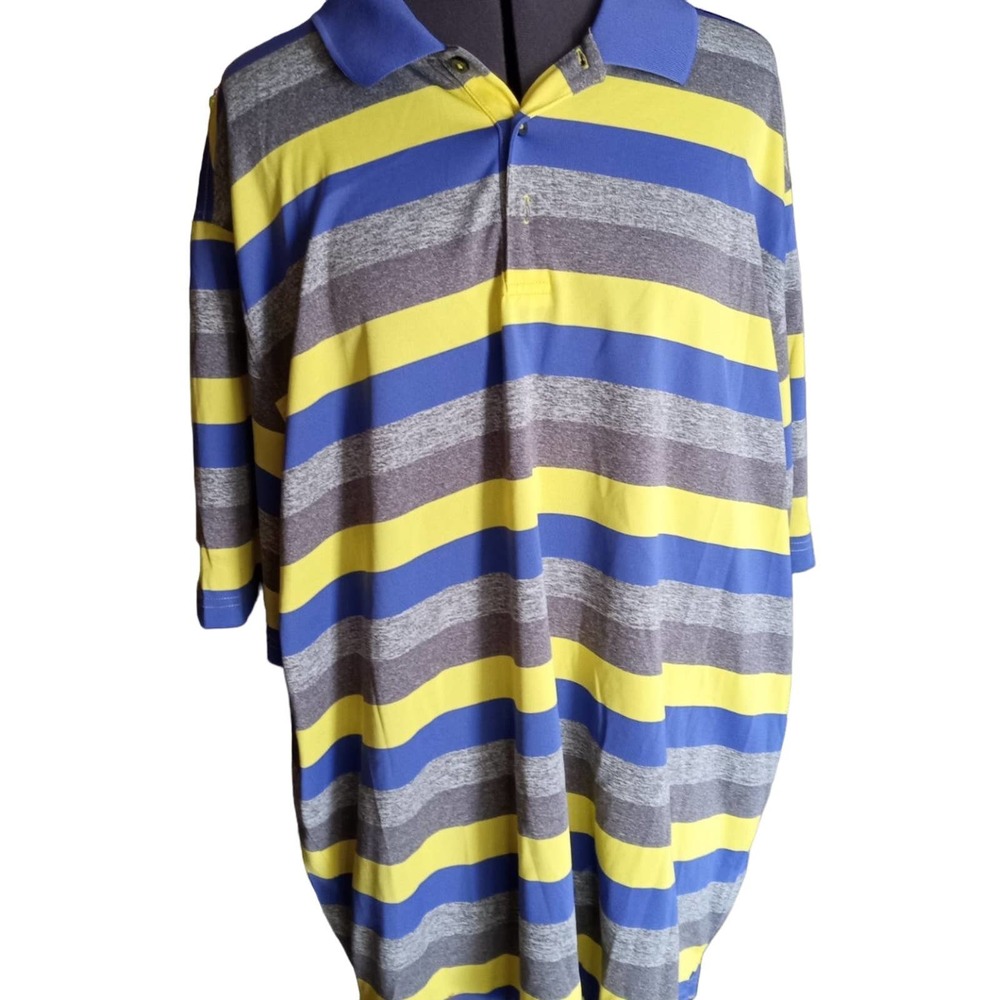 Walter Hagen Yellow, purple, grey striped polo golf shirt, XXL